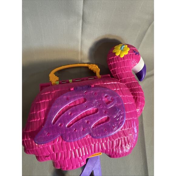 Polly Pocket Large Flamingo Party Portable Playset Pink **NOT Complete A S IS*** - Picture 2 of 7